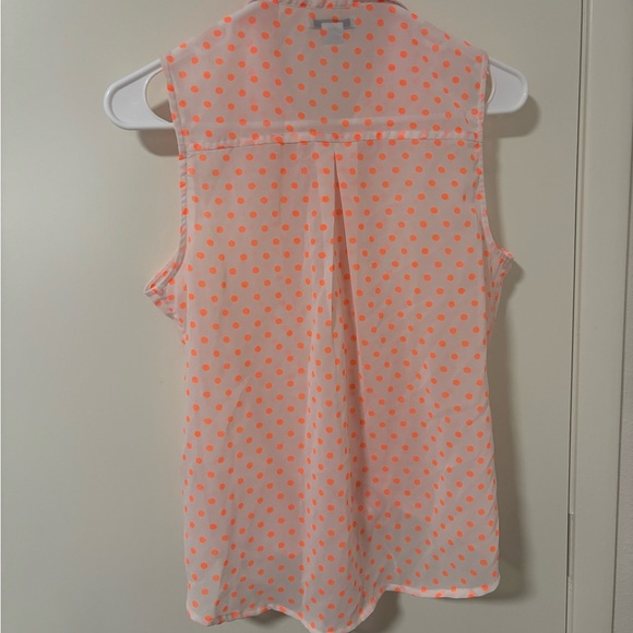 3/$15 Bar III Women's Orange Polka Dot Sleeveless semi sheer Top size M - Picture 2 of 8